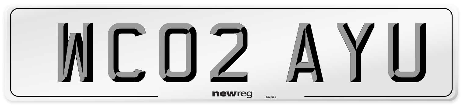 WC02 AYU Number Plate from New Reg